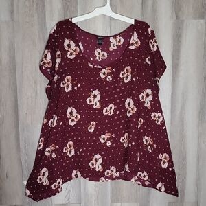 🛍Torrid Womens 4 (4X) Georgette Blouse Floral‎ Sharkbite Sheer Lightweight